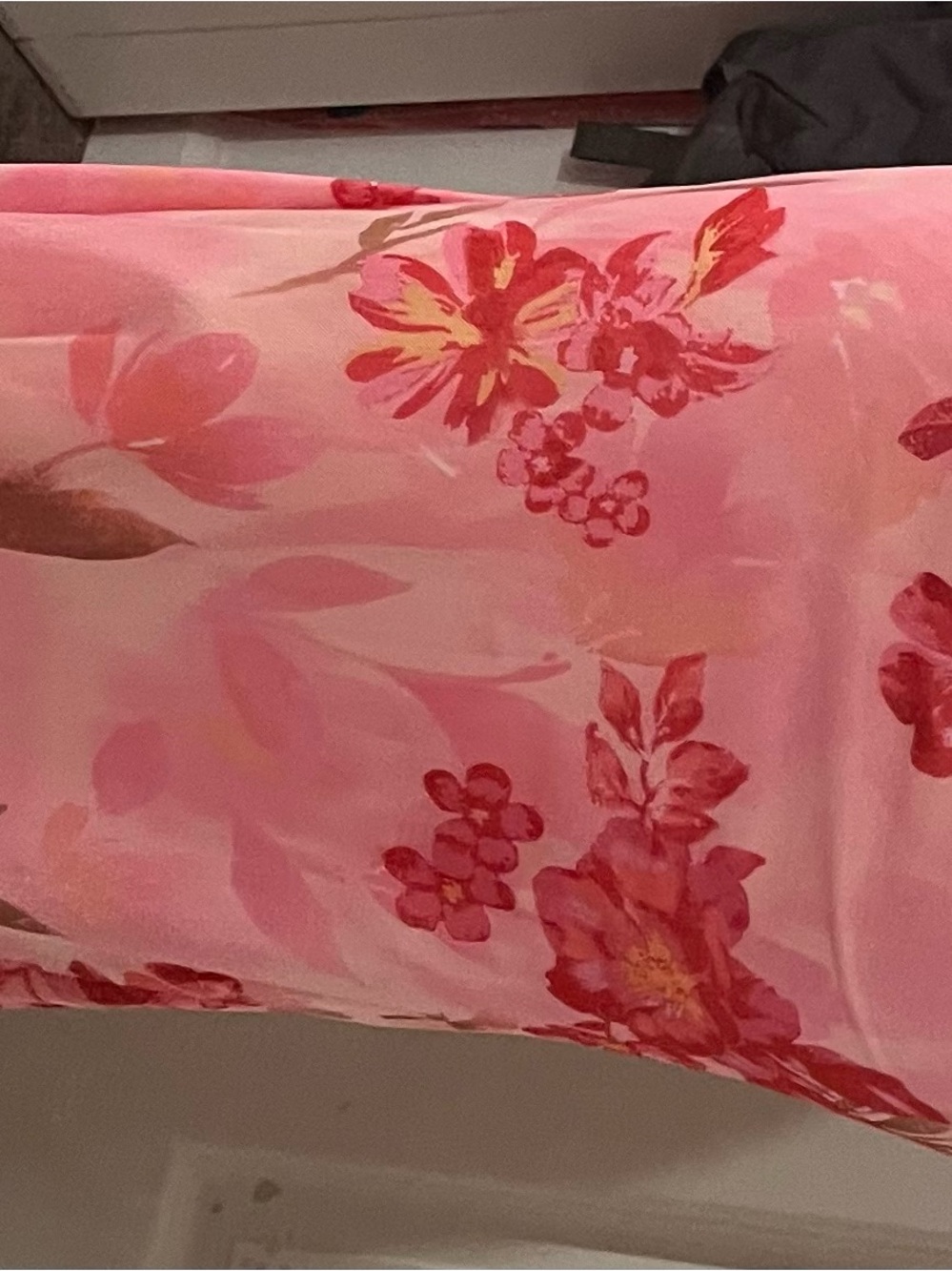 SHEIN Pink Floral Maxi Skirt with Red Blossoms